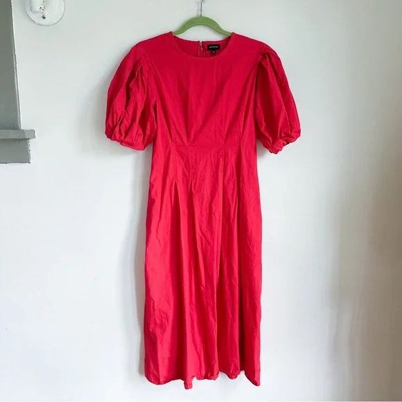 ⭐️3/$30⭐️ (bundle deal) WHO WHAT WEAR Bright Red Puff Sleeve Dress - Picture 1 of 7